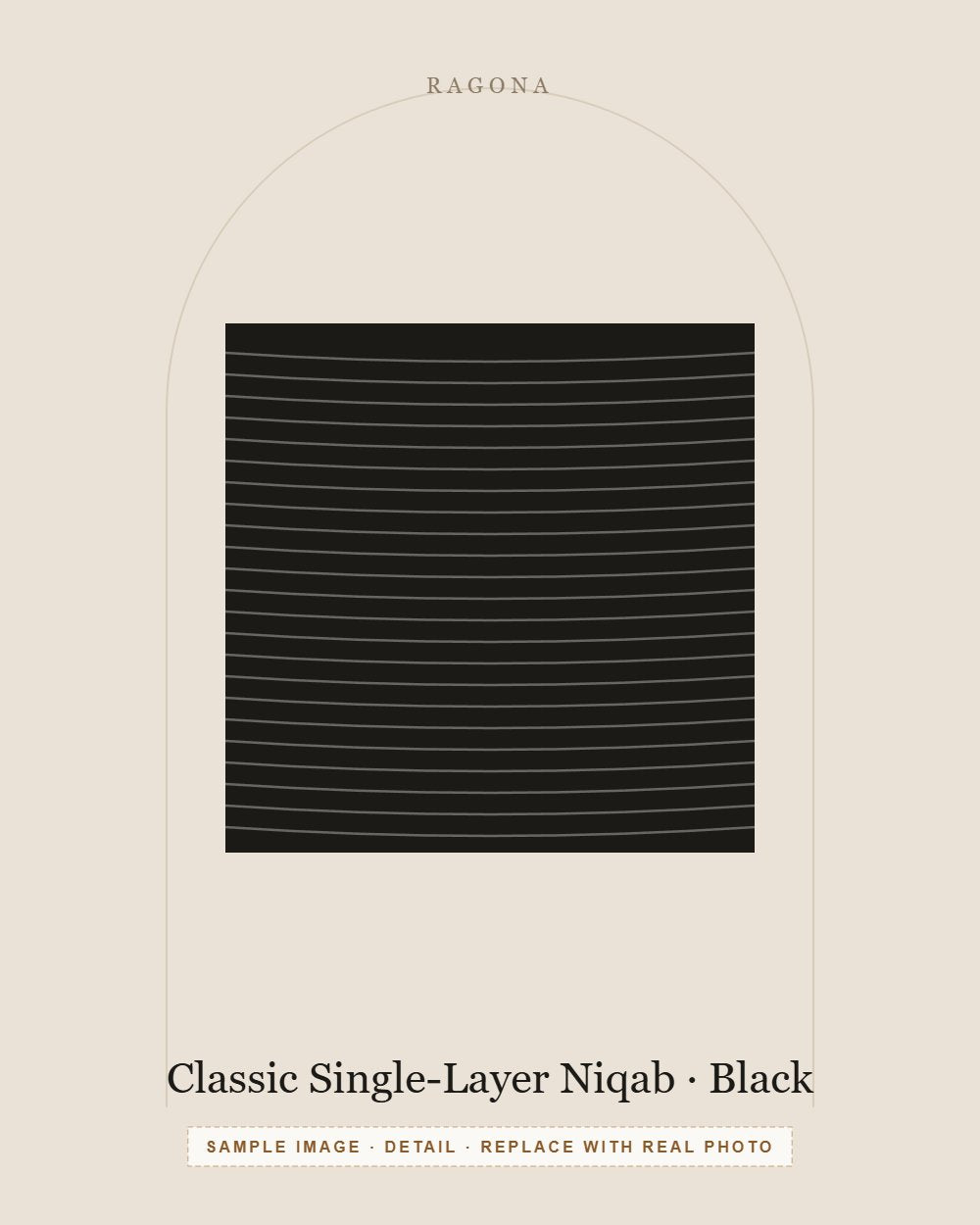 Classic Single-Layer Niqab in Black — detail view (sample image)