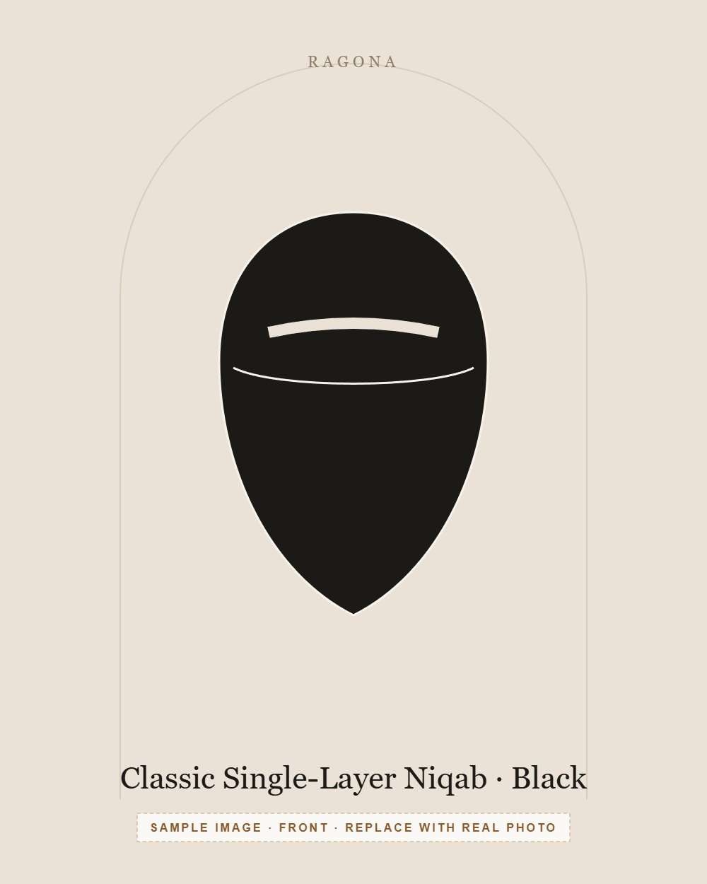 Classic Single-Layer Niqab in Black — front view (sample image)
