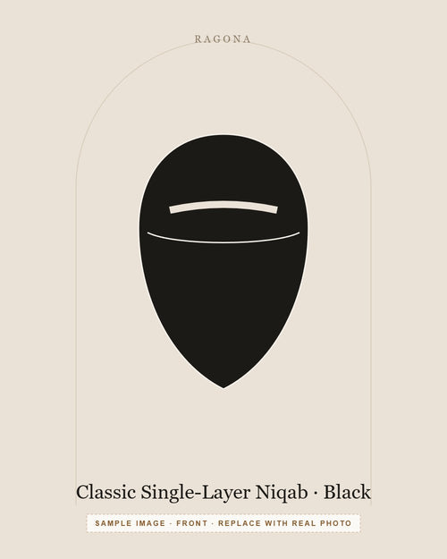 Classic Single-Layer Niqab in Black — front view (sample image)