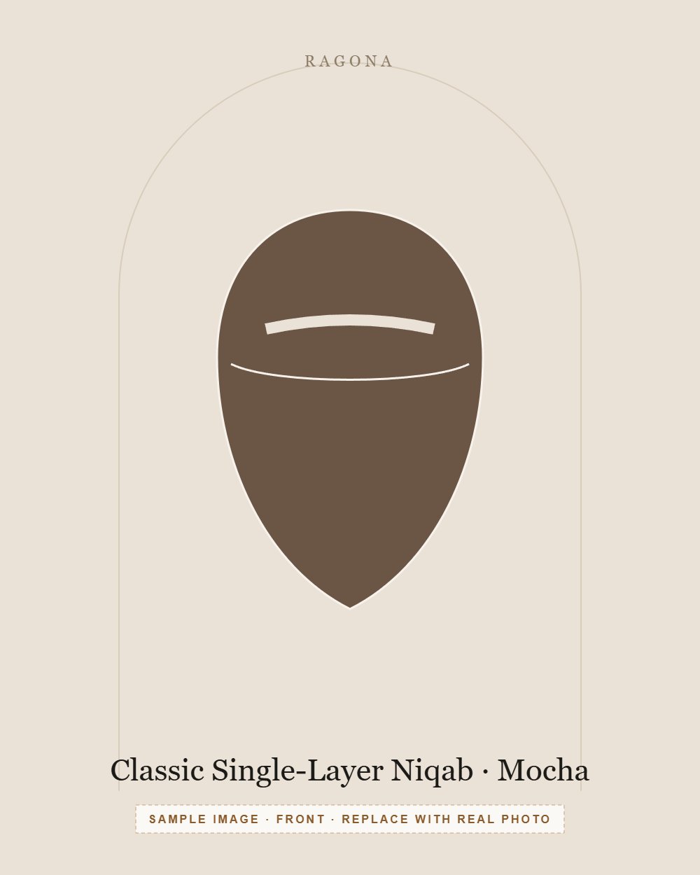 Classic Single-Layer Niqab in Mocha — front view (sample image)