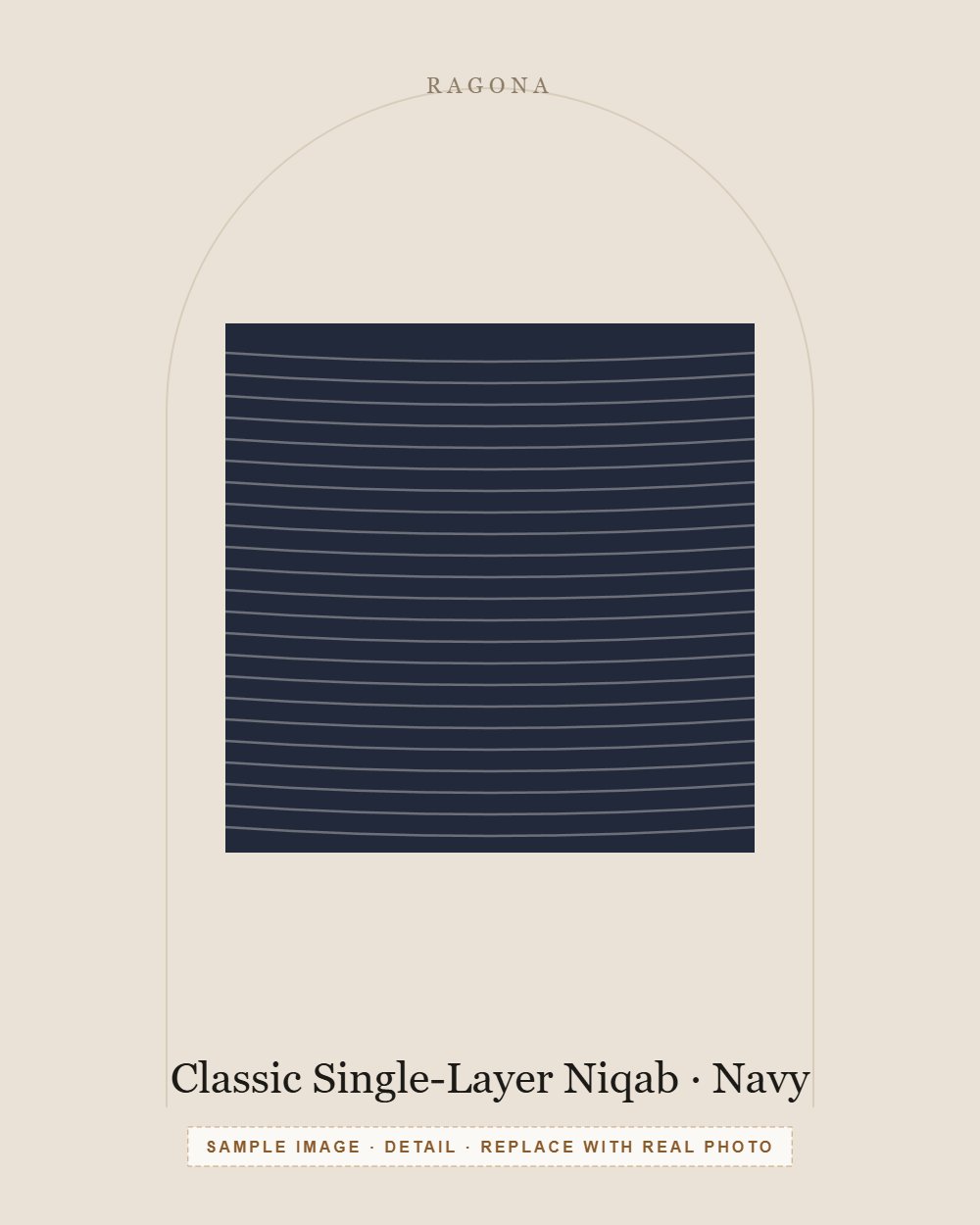 Classic Single-Layer Niqab in Navy — detail view (sample image)