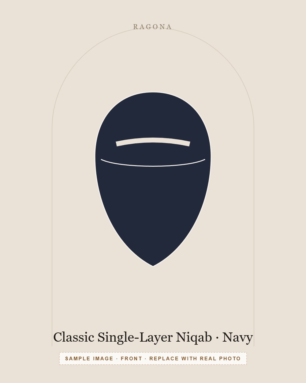 Classic Single-Layer Niqab in Navy — front view (sample image)
