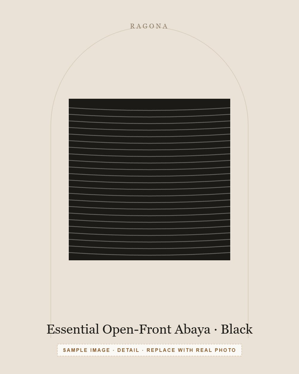 Essential Open-Front Abaya in Black — detail view (sample image)
