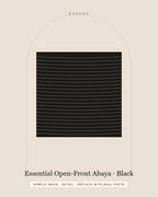 Essential Open-Front Abaya in Black — detail view (sample image)