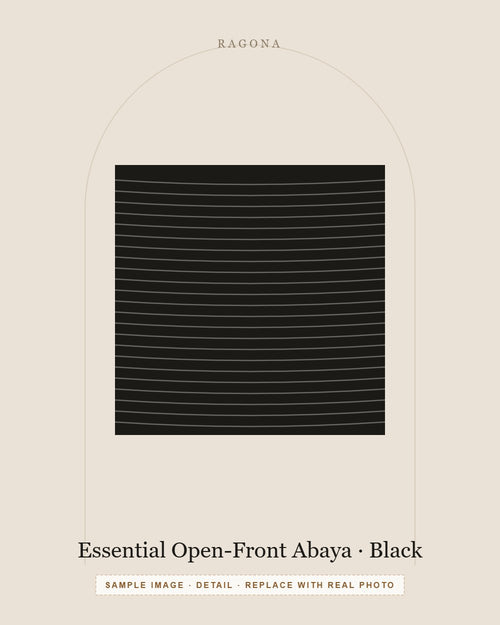 Essential Open-Front Abaya in Black — detail view (sample image)