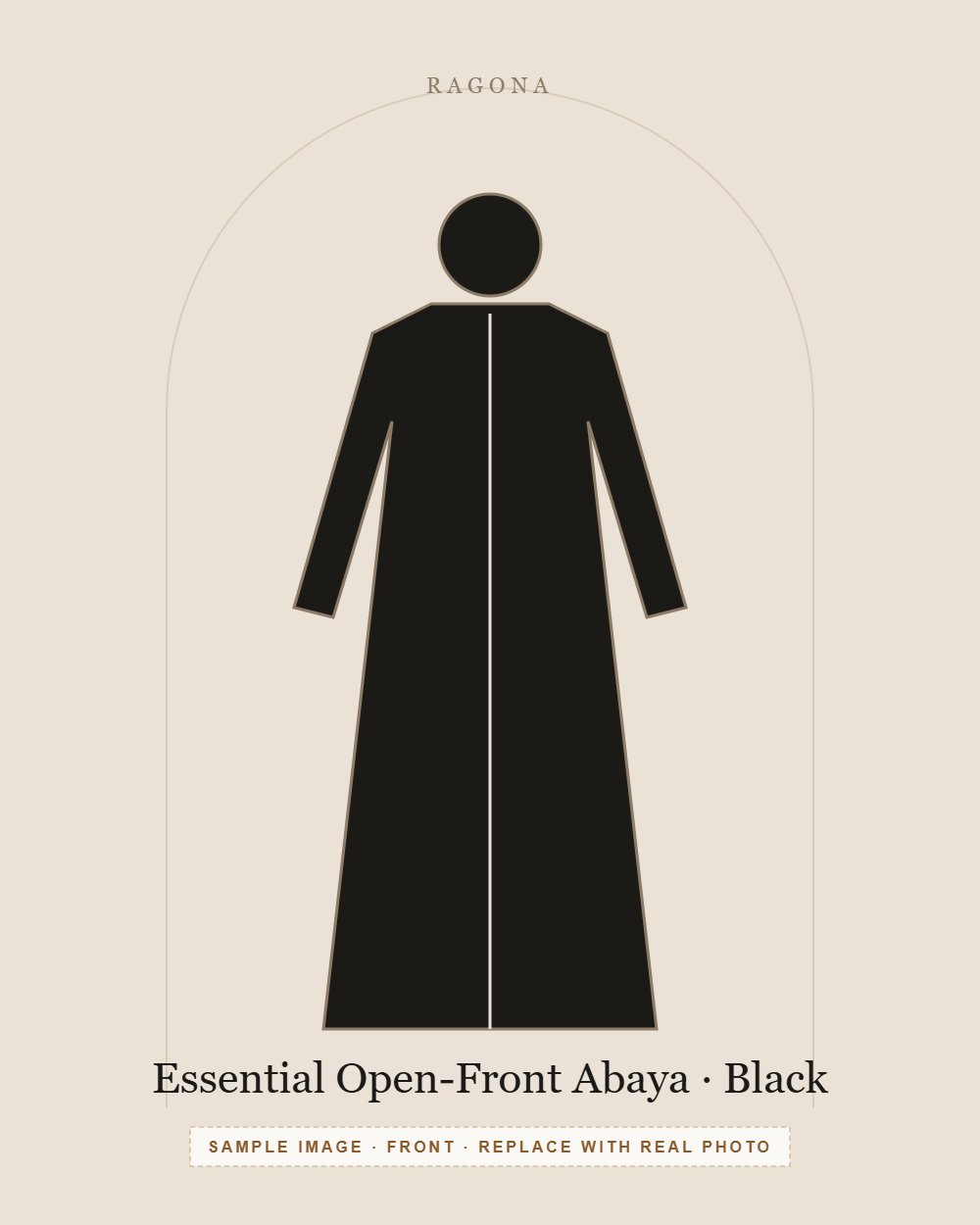 Essential Open-Front Abaya in Black — front view (sample image)
