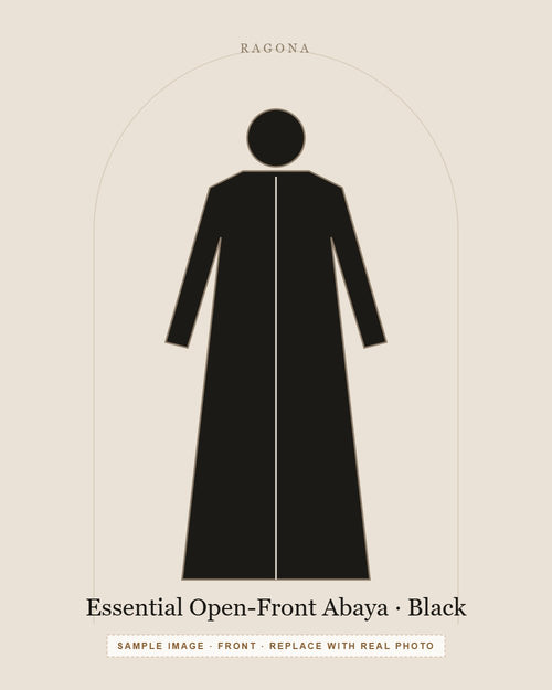 Essential Open-Front Abaya in Black — front view (sample image)