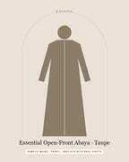 Essential Open-Front Abaya in Taupe — front view (sample image)