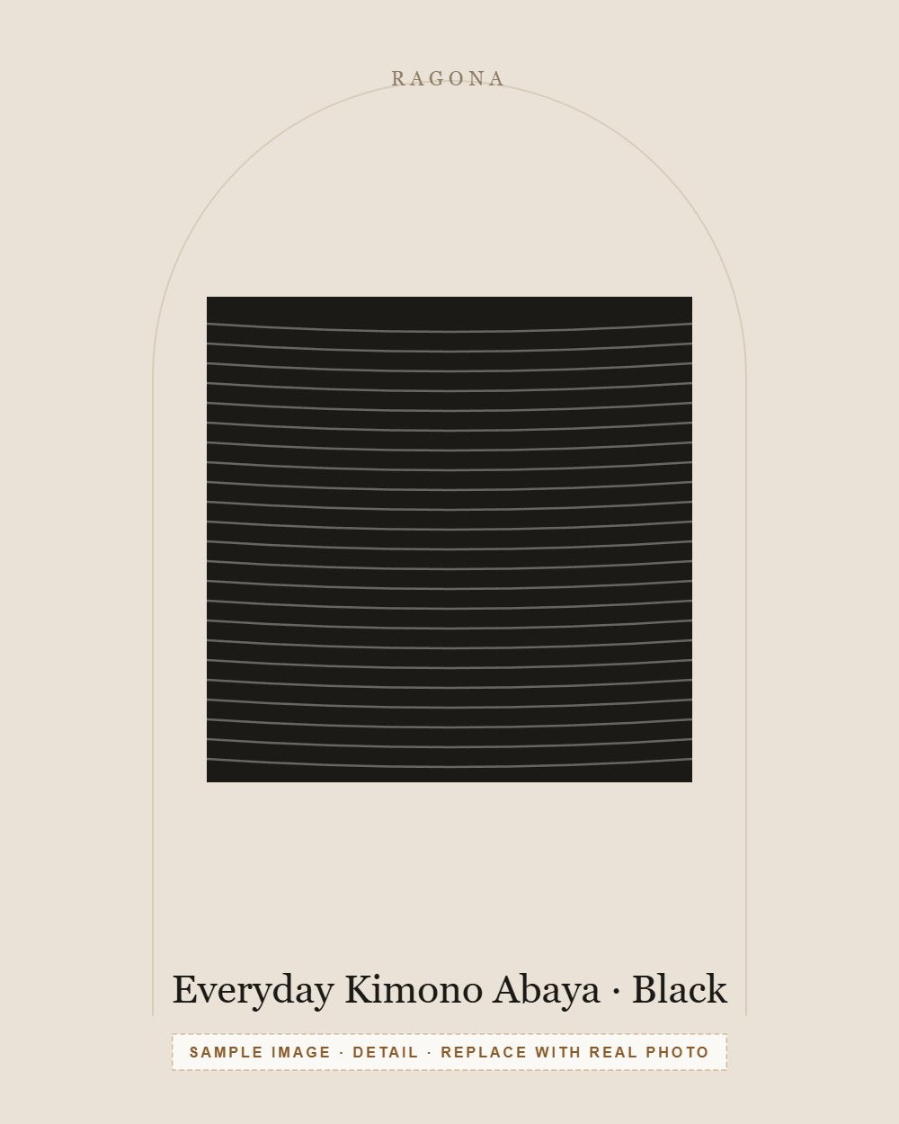Everyday Kimono Abaya in Black — detail view (sample image)