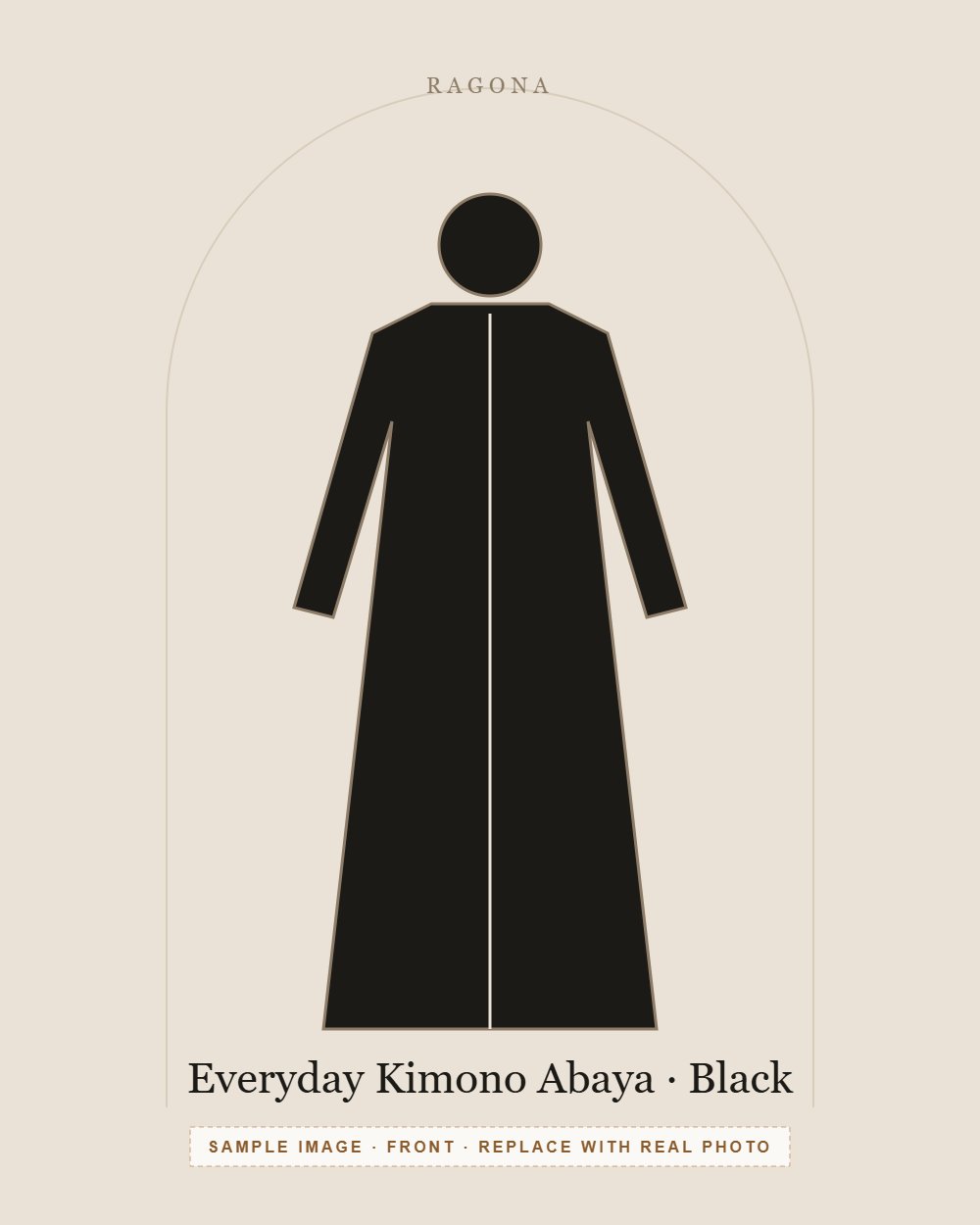 Everyday Kimono Abaya in Black — front view (sample image)