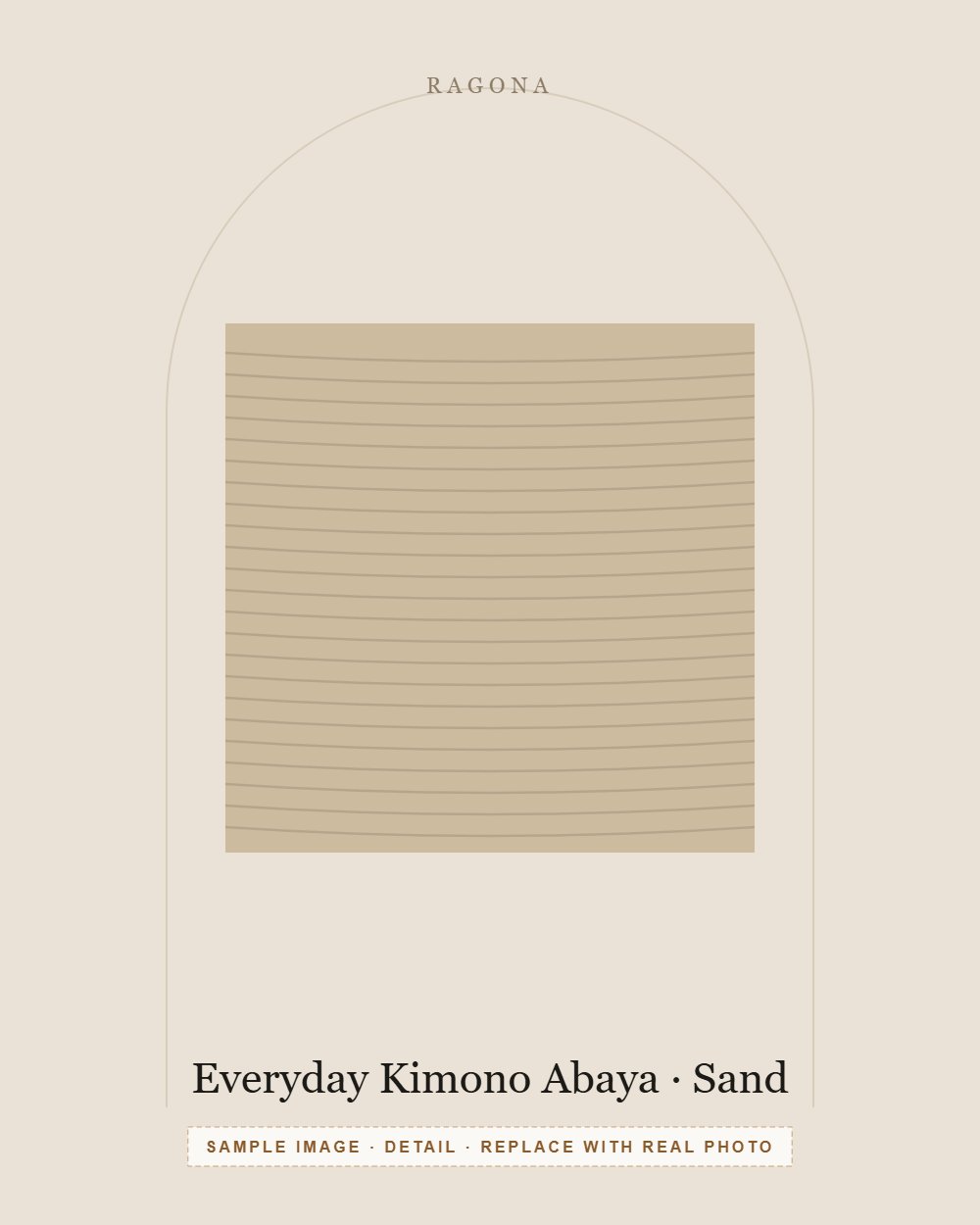 Everyday Kimono Abaya in Sand — detail view (sample image)
