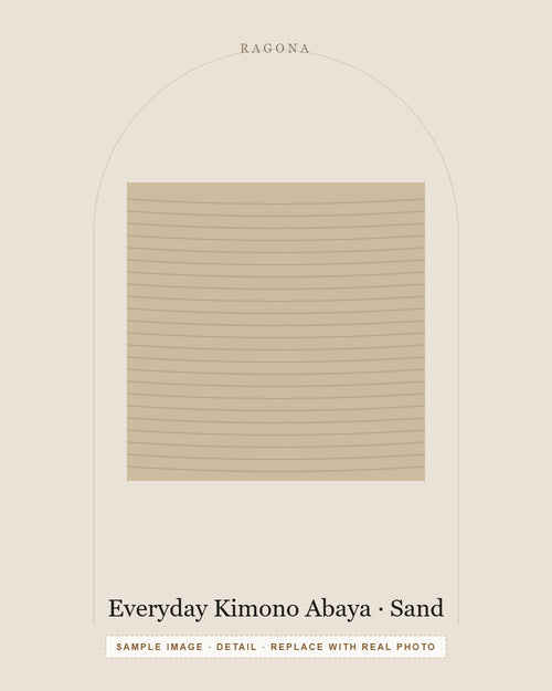Everyday Kimono Abaya in Sand — detail view (sample image)