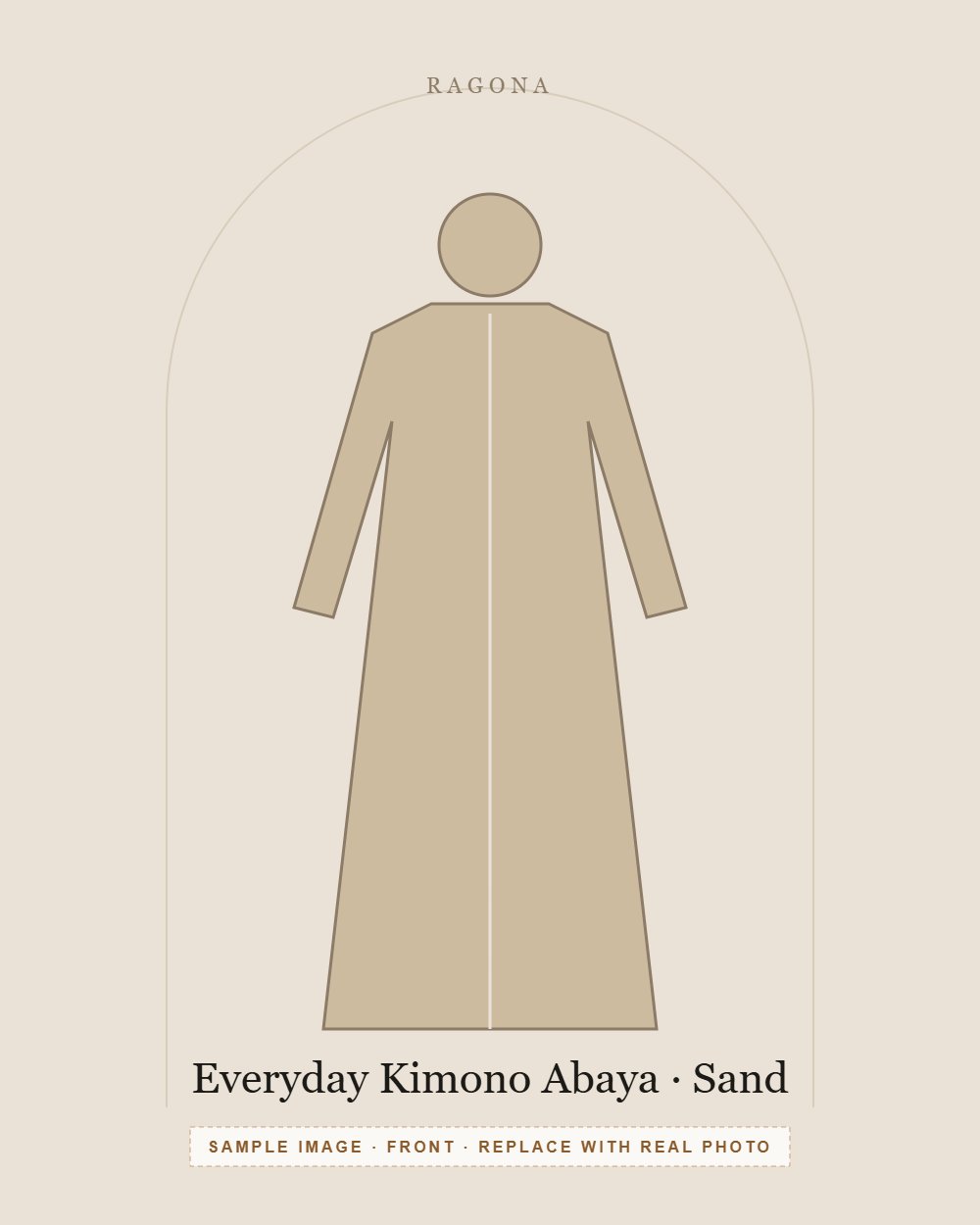 Everyday Kimono Abaya in Sand — front view (sample image)