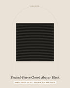 Pleated-Sleeve Closed Abaya in Black — detail view (sample image)