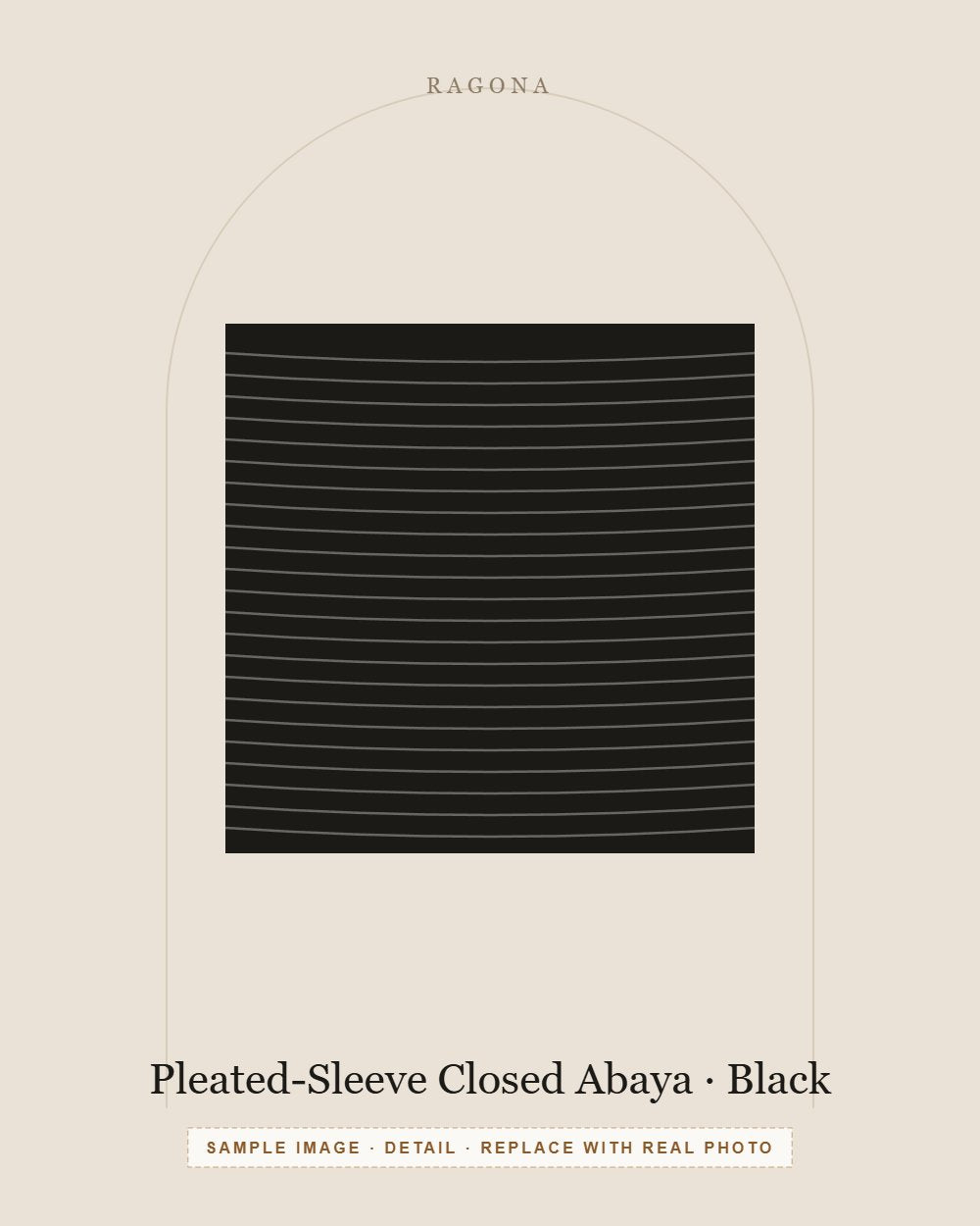 Pleated-Sleeve Closed Abaya in Black — detail view (sample image)