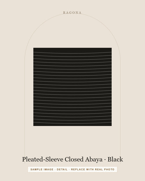 Pleated-Sleeve Closed Abaya in Black — detail view (sample image)