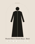 Pleated-Sleeve Closed Abaya in Black — front view (sample image)