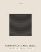 Pleated-Sleeve Closed Abaya in Charcoal — detail view (sample image)