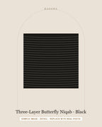 Three-Layer Butterfly Niqab in Black — detail view (sample image)