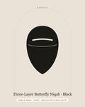Three-Layer Butterfly Niqab in Black — front view (sample image)