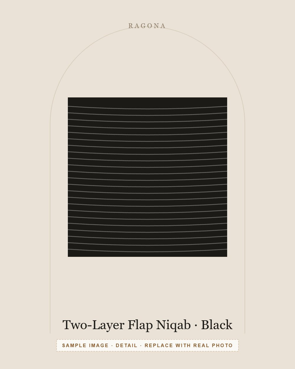 Two-Layer Flap Niqab in Black — detail view (sample image)