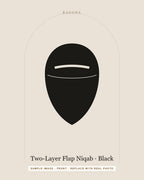 Two-Layer Flap Niqab in Black — front view (sample image)