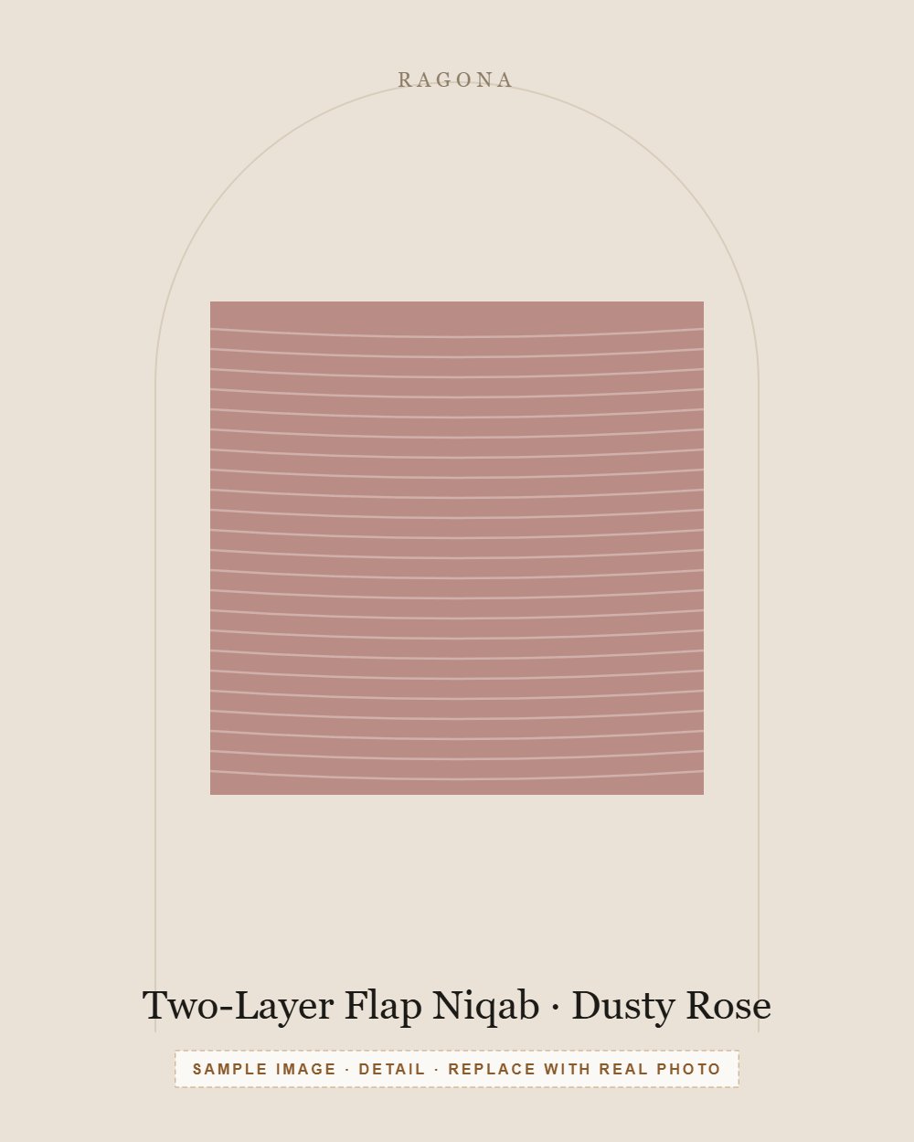 Two-Layer Flap Niqab in Dusty Rose — detail view (sample image)