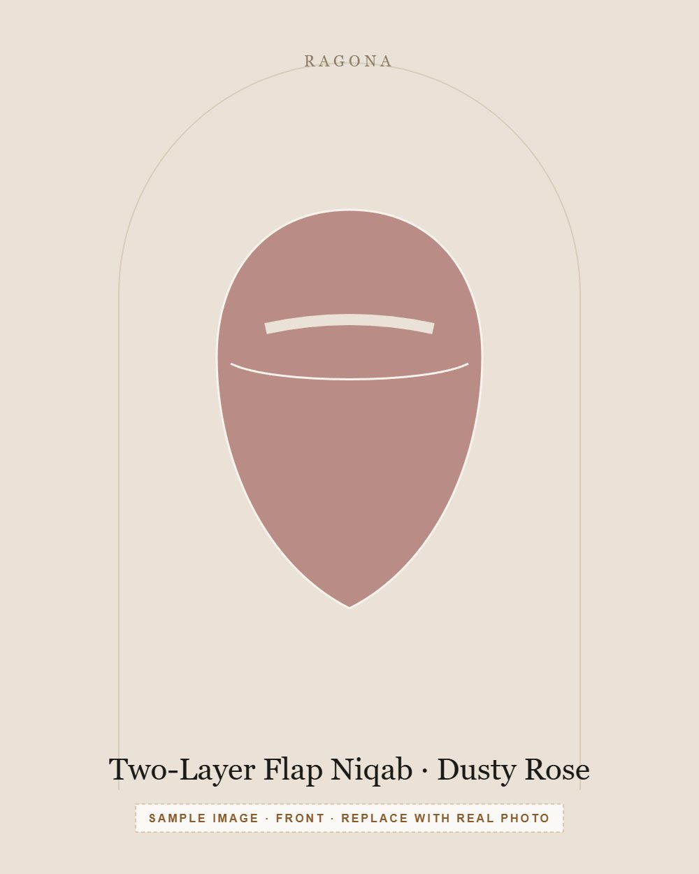 Two-Layer Flap Niqab in Dusty Rose — front view (sample image)