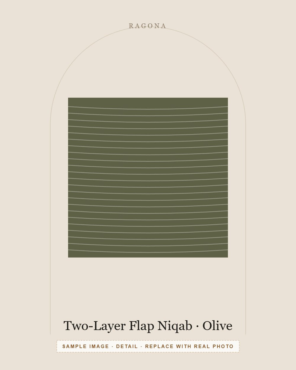 Two-Layer Flap Niqab in Olive — detail view (sample image)