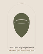 Two-Layer Flap Niqab in Olive — front view (sample image)